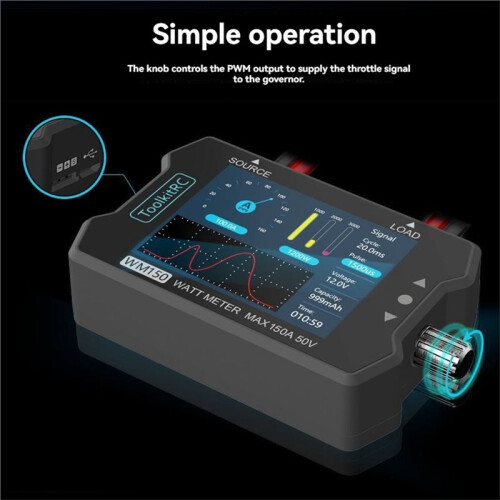 ToolkitRC WM150 150A 50V Watt Meter Power Analyzer Voltage Current Tester PWM Output for RC Power Metering 2