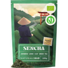 NaturaleBio Organic Japanese Sencha Green Tea - Upper Grade - 100g Loose Leaf. 100% Bio, Natural and Pure. First Harvest Leaves Cultivated in Japan
