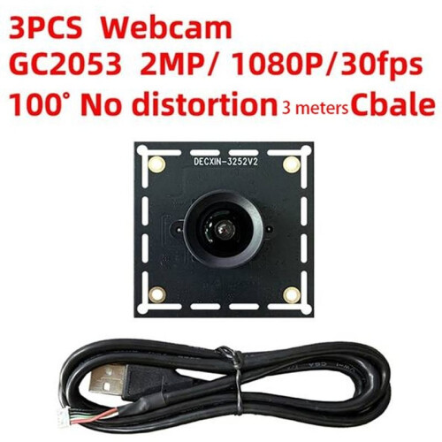 3PCS GC2053 2MP 1080P 100-Degree USB Camera Module USB Free Drive with 3 Meters Cable for Automatic Scoring System 2