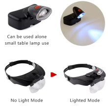 Lupa de Faixa de Cabeça com Luz LED, Óculos Ajustáveis Montados Na Cabeça para Reparos de Relógios, Múltiplas Lentes