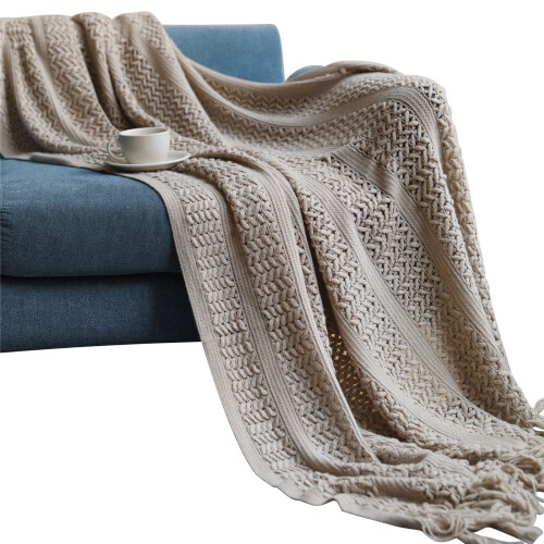 Solid Color Knitted Sofa Blanket Fleece 127x152cm 1