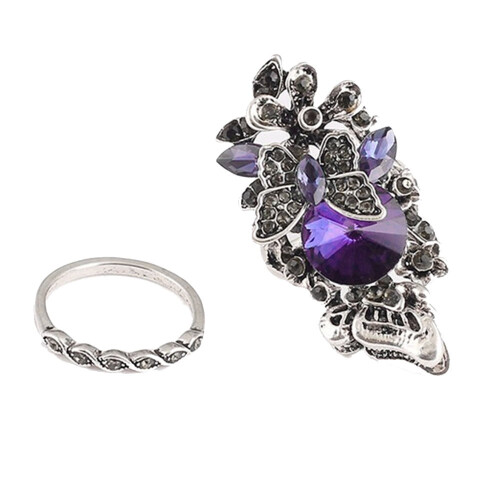 Butterfly Ring Retro Sapphire Amethyst Two-Piece Set 2