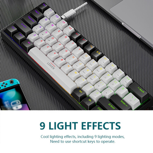 Clavier mécanique de jeu 61 touches RGB blanc 2