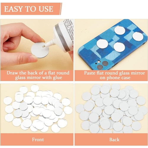 White Round Mirror Tiles 24.5x1mm 120 pcs 2