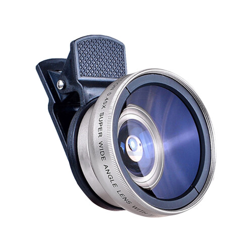 Lente super grande angular e macro Herrnalise 0.45x49UV, kit 2 em 1 com clipe, compatível com iPhone e celulares para vlogs. 1
