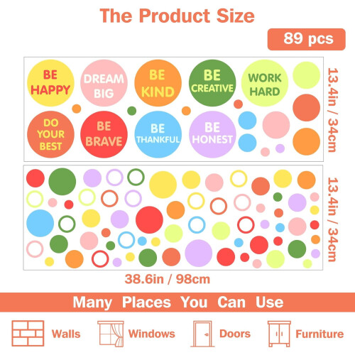 Circular Wall Stickers Inspirational Quotes 89 pcs 1