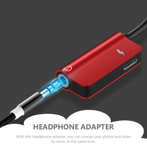Προσαρμογέας ακουστικών USB-C σε 3,5 χιλ. με θύρα φόρτισης κόκκινο 2