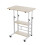 60x40cm Mobile Overbed Desk Height Adjustable Rolling Side Table with 2 Storage Shelves, Beige 1