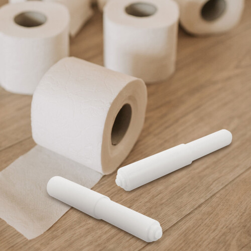 Plastic Tissue Holder Rod with Hinge Bracket White 2 Pcs 1