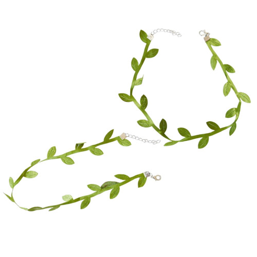 Κολιέ Green Leaf Choker με ρυθμιζόμενη αλυσίδα κλείδας 2