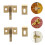 Messing elleboogsluitingenset, zware uitvoering, 2 sets 7