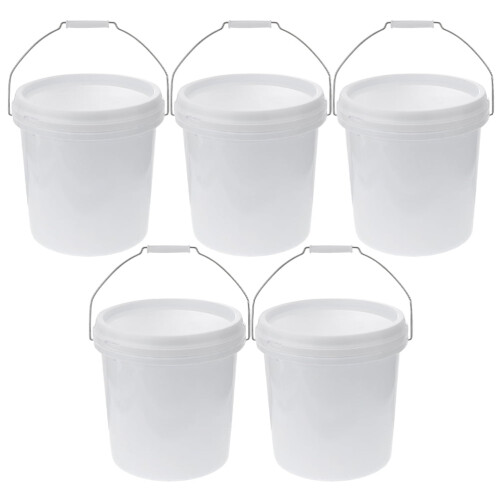 Plastikeimer mit Griff und Deckel, 1 l, 5 Stück 2