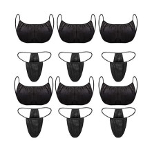 Einweg-Damenunterwäsche-Set aus Vliesstoff, schwarzes Spa-Bikini-Set, 25 Stück, hautfreundlich und bequem