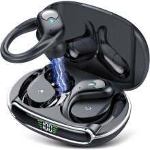 Kabellose Ohrhörer mit Bluetooth 5.3, Stereo-Sound, IPX7 wasserdicht, 80 Stunden Akkulaufzeit, ergonomische Ohrhaken, eingebautes Mikrofon, Schwa