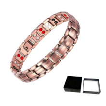 Bracelet en cuivre à ions négatifs et aimants, bijou de santé, 21,5 cm, coffret cadeau raffiné en boîte élégante