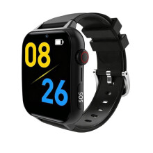 Schwarze Smartwatch für Senioren mit GPS, SOS-Ortung, Gesundheitsüberwachung, Videoanruf, Herzfrequenzmessung, IP67-Wasserschutz und Sturzerkennu