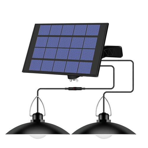 Walmeck solar pendant lamp dual head waterproof
