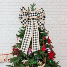 Black and White Buffalo Plaid Bow Wreath 9x15.7 in