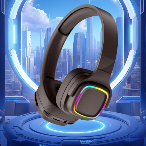 Fones de ouvido Bluetooth Penkiiy com luzes RGB e subwoofer. 1