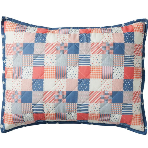 Patriotic Check Quilt Ensemble Sham