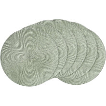 Round braided placemats set of 6, 15 inch, fog green