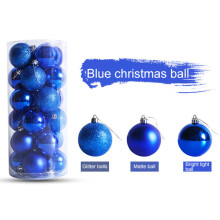 Christmas Balls Blue 6cm Shatterproof Electroplated 24 Pcs