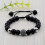 Black Lava Beaded Macrame Bracelet Silver 1