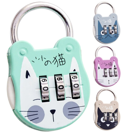 Cat-shaped code lock for luggage and locker 4 pcs 2