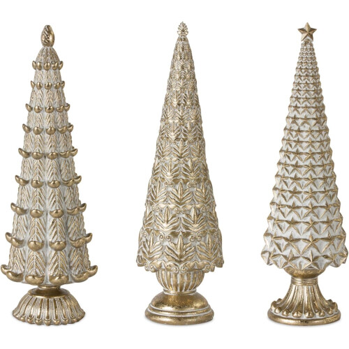 Christmas tree tabletop decor set ivory gold 3 pcs