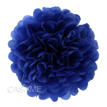 Dark Blue Paper Pompoms for Wedding Decor 8 inch