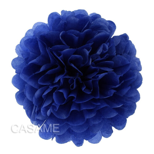 Dark Blue Paper Pompoms for Wedding Decor 8 inch