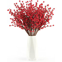 Red Berry Stems Artificial Holly Picks 12 Pack