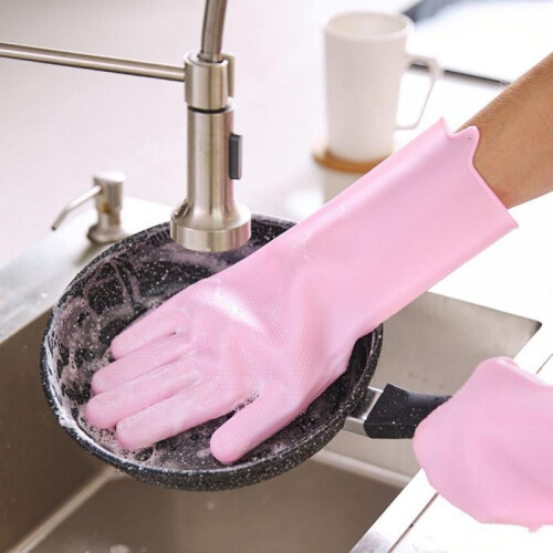 Silicone Dishwashing Gloves Soft Bristles 1 Pair 1