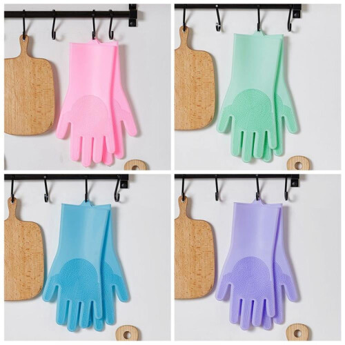 Silicone Dishwashing Gloves Soft Bristles 1 Pair 2