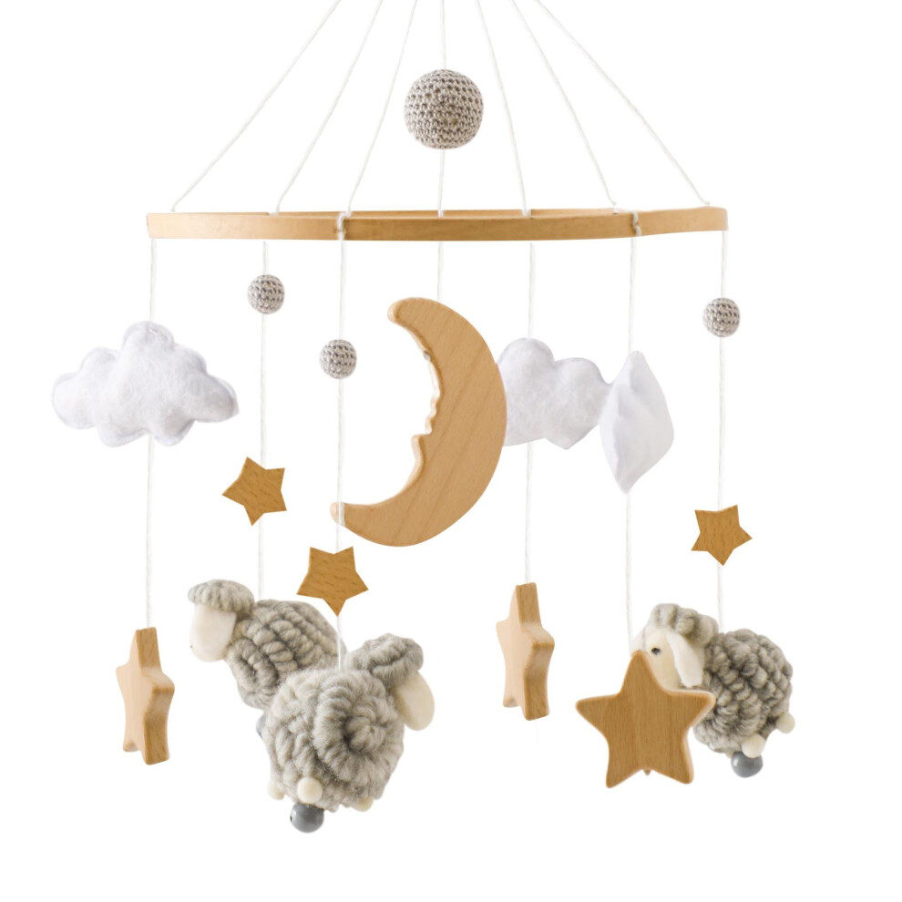 Infant bed mobile support wooden felt wind chimes
