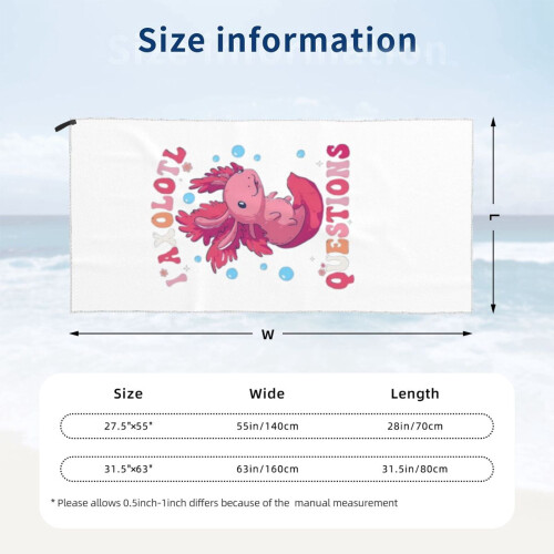 Toalha de praia Axolotl em microfibra macia, 76 x 152 cm (30 x 60 polegadas). 1