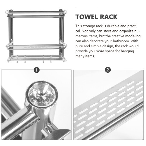 Panier de douche en acier inoxydable avec crochets 1