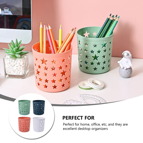Pencil Holder Desktop Organizer Cup 4pcs Round Star 1