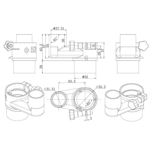 Osłona odpylacza wrzeciona CNC 52/65/80mm 1