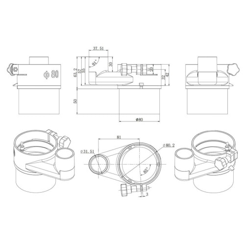 Osłona odpylacza wrzeciona CNC 52/65/80mm 2