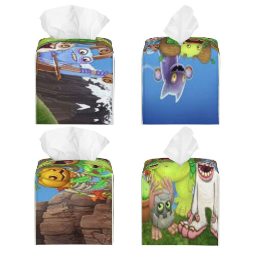 Funda rectangular de cuero para caja de pañuelos de Singing Monsters 1