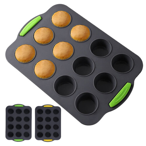Moule à mini-muffins en silicone, 12 alvéoles rondes 1