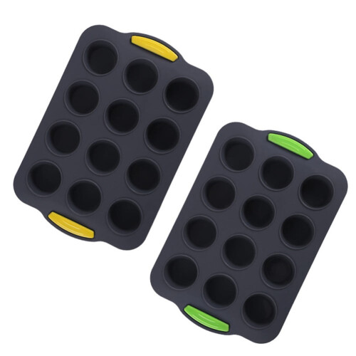 Moule à mini-muffins en silicone, 12 alvéoles rondes 2