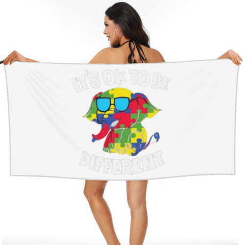 Toalha de praia de microfibra com estampa de girafa e tema autismo, 76 x 152 cm (30 x 60 polegadas). 1
