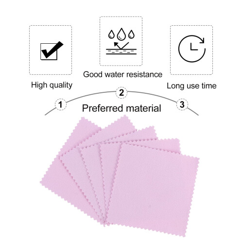 Jewelry Cleaning Cloth Microfiber Double-Sided Pink 100pcs 2