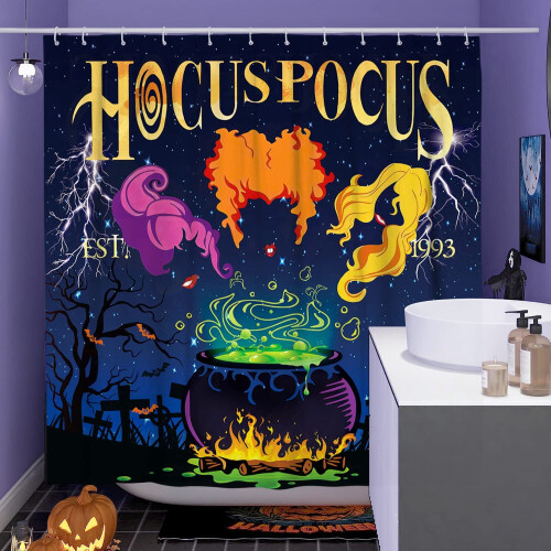 Halloween duschdraperiset vattentätt 72x72 tum 1