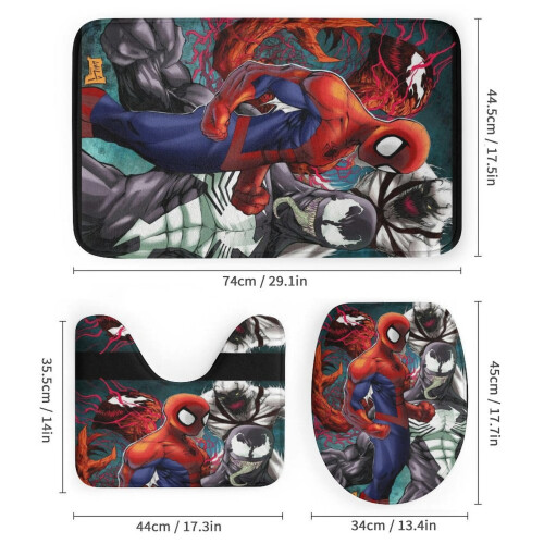 Spiderman Badezimmer-Set, rutschfeste Teppiche, WC-Deckel, Dusche 2