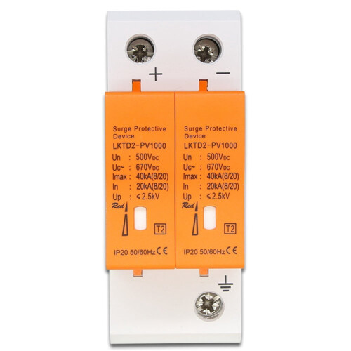 Φωτοβολταϊκός προστάτης υπερτάσεων DC500V2P40kA Ράγα DIN
