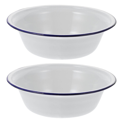 Vintage enamel mixing bowls large 2 pcs