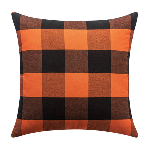 Efterårspudebetræk Polyester Hør Orange Sort 45x45 cm 1